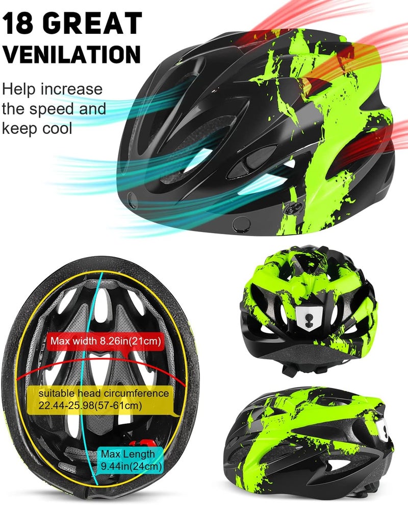 TADPOLE Bike Helmet with USB Rechargeable LED Light Detachable Goggles and Sun Visor, Mountain & Road Bicycle Helmets for Men Women Adult Cycling Helmets - Image 4